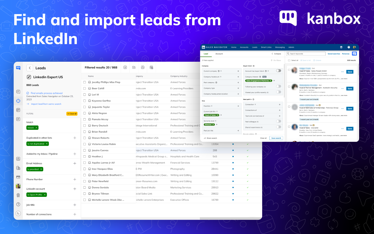 Import prospects from LinkedIn and Sales Navigator into Kanbox