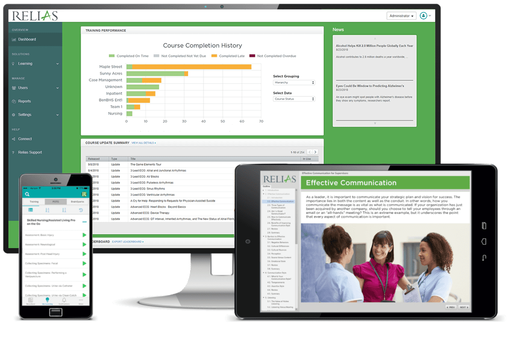 Relias Healthcare LMS course progress tracking
