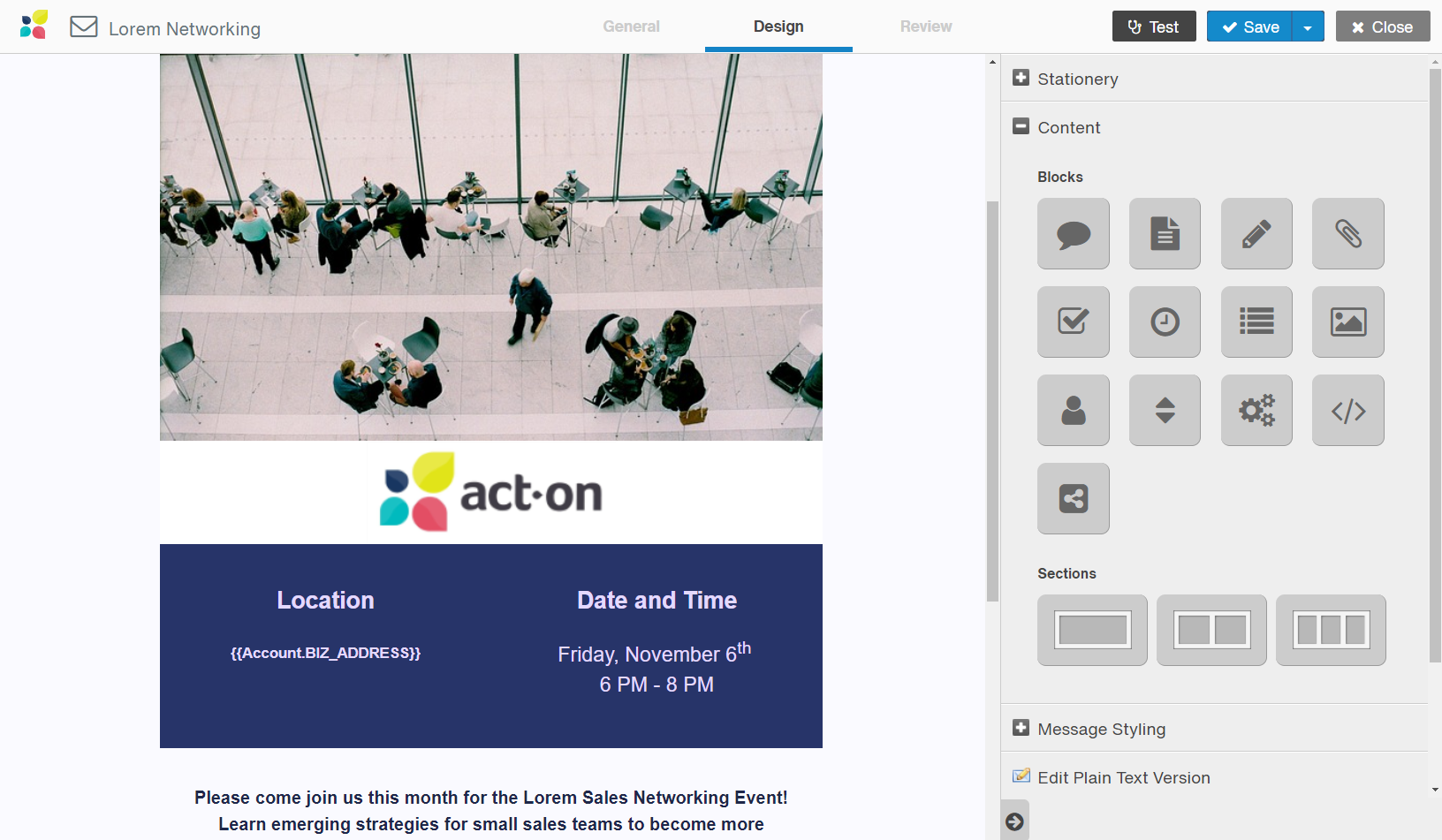 Act-On Software - Create beautifully designed emails and landing pages with a drag and drop function.
