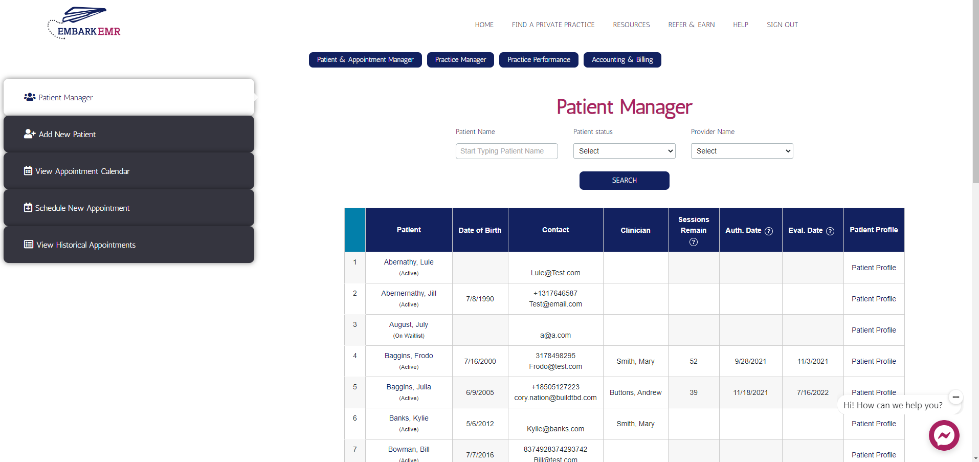 The patient manager makes managing your caseload a breeze with commonly accessible information readily available.