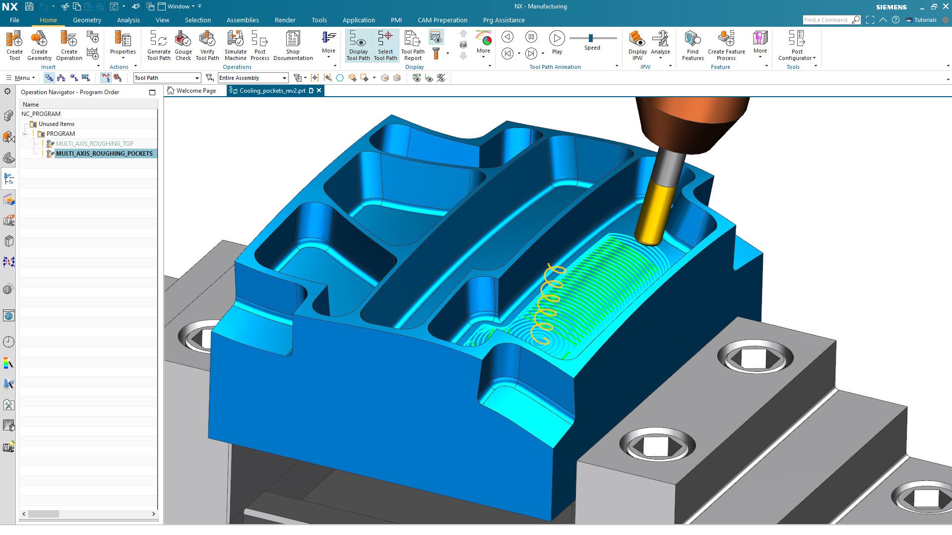 Create precisely controlled 5-axis tool paths to effectively machine complex geometries. Using application-specific capabilities, you can dramatically reduce programming time and create smart, collision-free cutting operations.