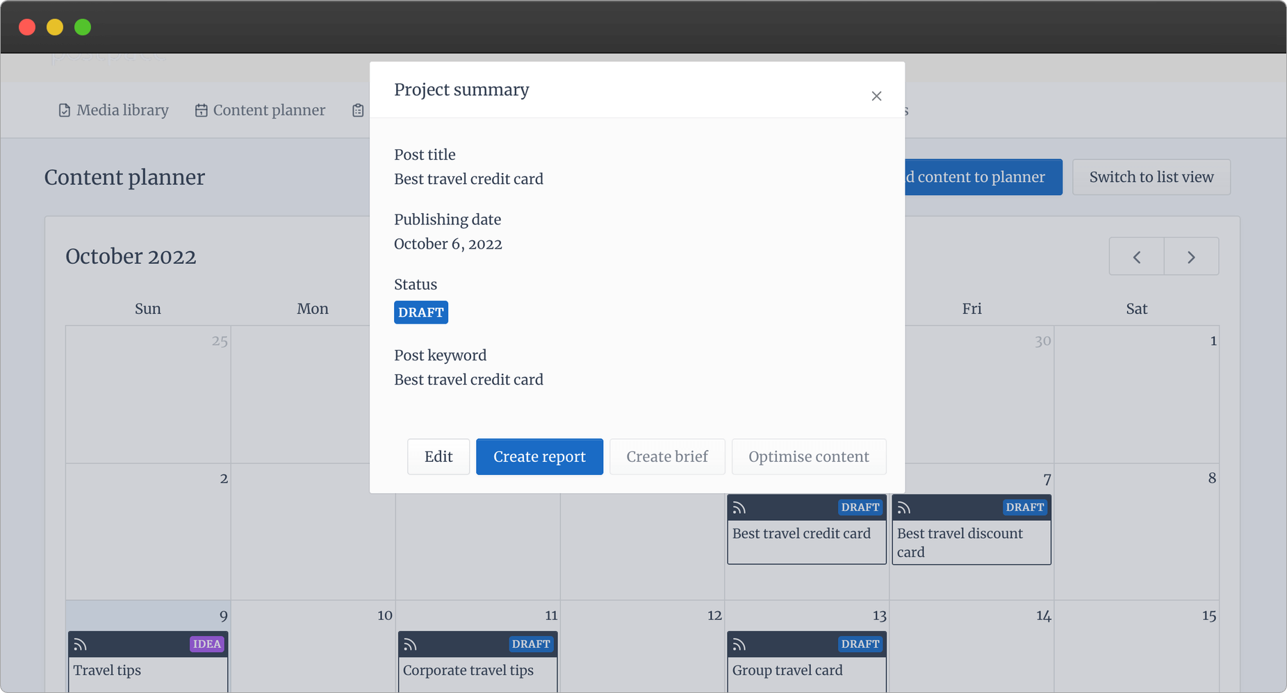 Contentpace Software - Contentpace dashboard