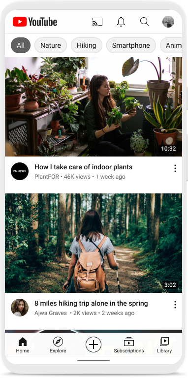 Recommendations on homepage