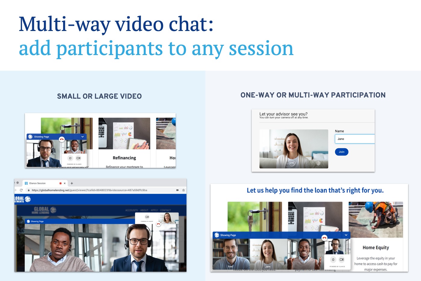 One or many video participants - whatever your customer needs.