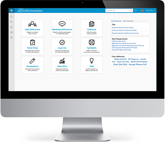 RO Innovation screenshot: A configurable home screen can be tailored to streamline user access to the system's tools and activities