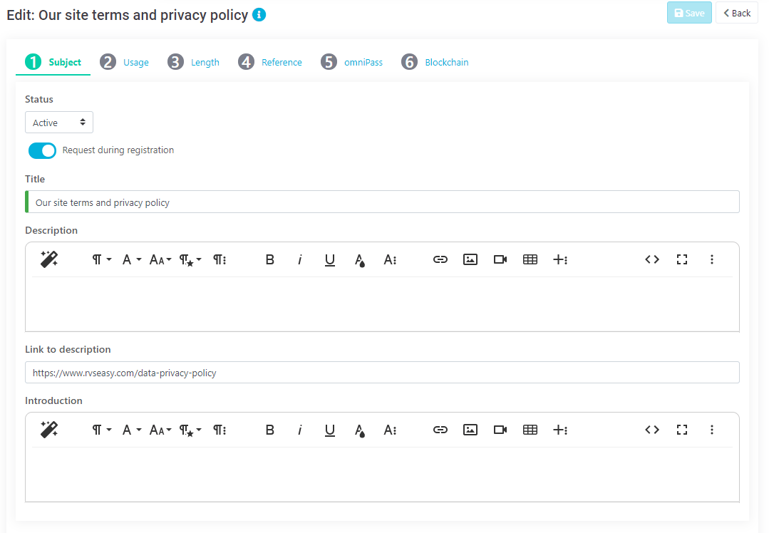 omniTrust screenshot: omniTrust policy editor