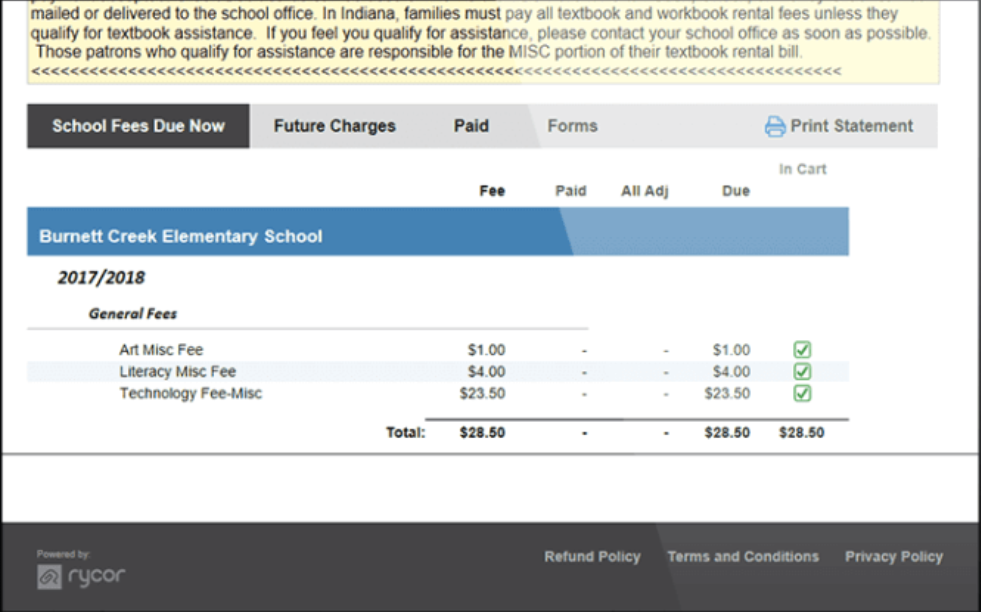 Rycor school fees details