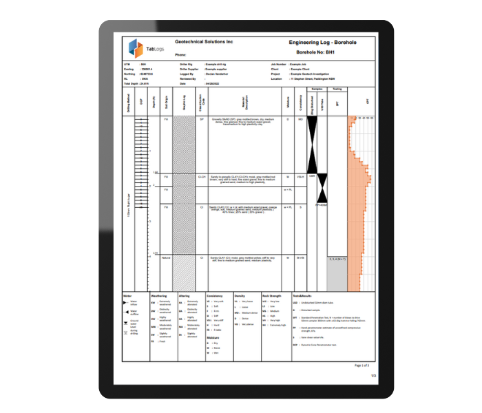 TabLogs screenshot: TabLogs borehole logs