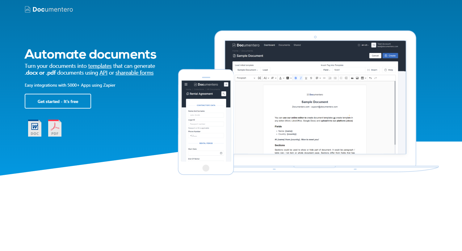 Documentero, a cloud-based documents service that helps you with document automation.