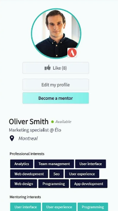 Elo screenshot: Elo create mentor or mentee profile