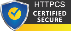 HTTPCS Security Software - An example of the "HTTPCS Certified Secure" seal badge that can be displayed on protected websites
