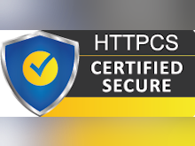 HTTPCS Security Software - An example of the "HTTPCS Certified Secure" seal badge that can be displayed on protected websites