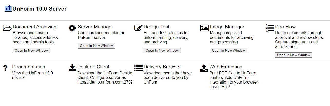 UnForm browser-based User Interface