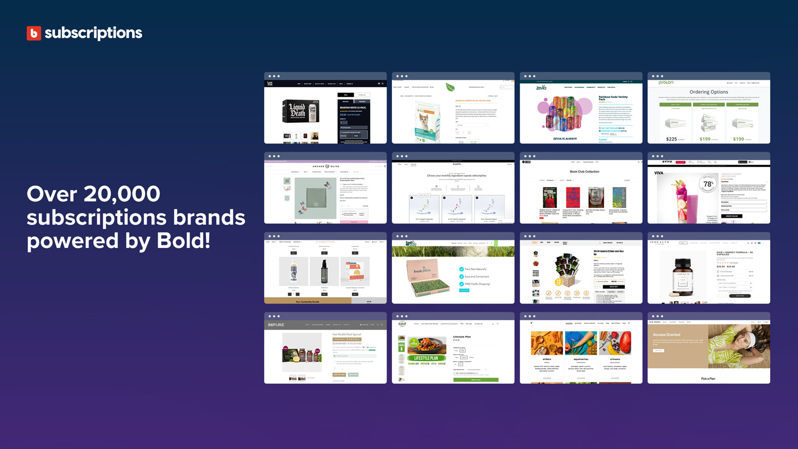 Over 20,000 subscriptions brands powered by Bold!