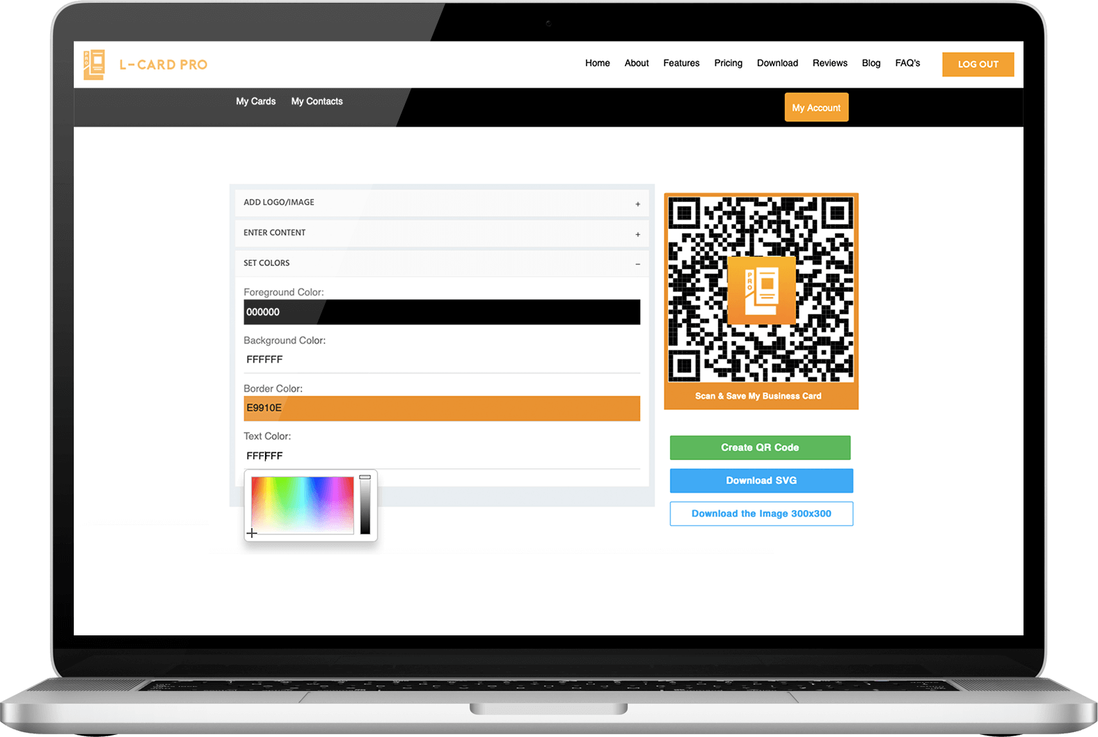 QR codes are now mainstream. And L-Card's custom QR codes provide all of the card details with a simple scan using a mobile device or other compatible apps. QR codes can then be displayed on banners, Zoom meetings, flyers, signage, and more.