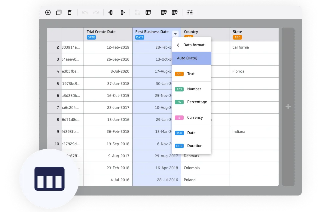 Transform, format, merge, unpivot, and create calculated columns in the data feeds editor.