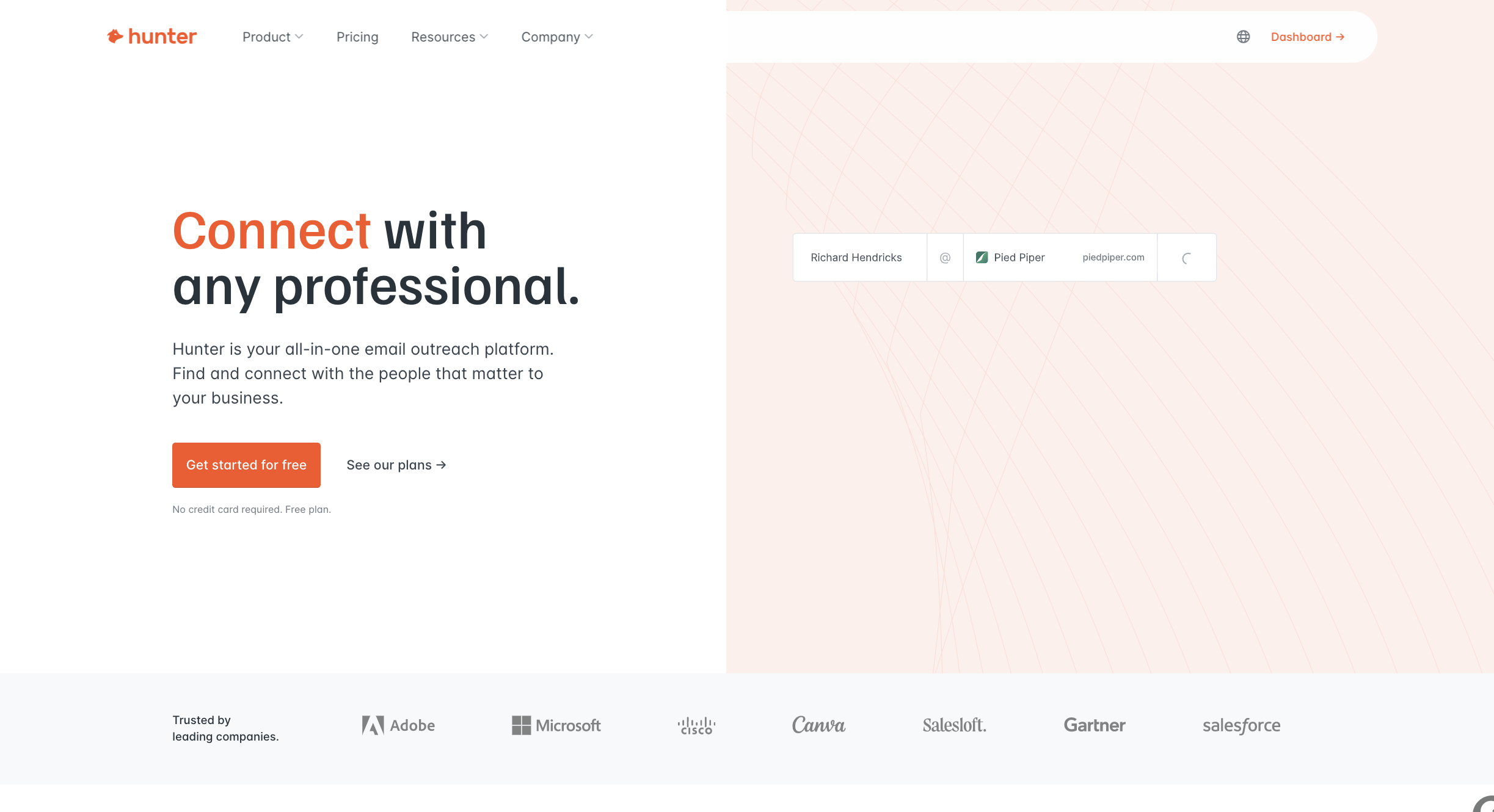 Hunter screenshot: Hunter homepage