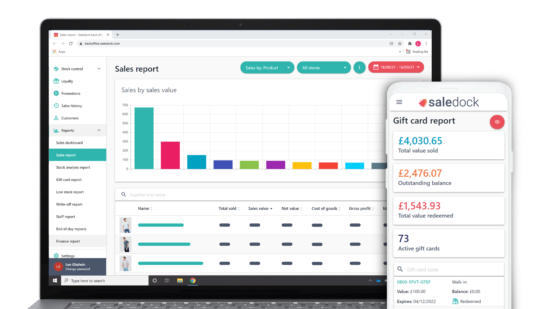 Saledock reports - Understand your business better with real-time analytics. From performance reports and stock analysis reports to gift card reports and end of day reports.