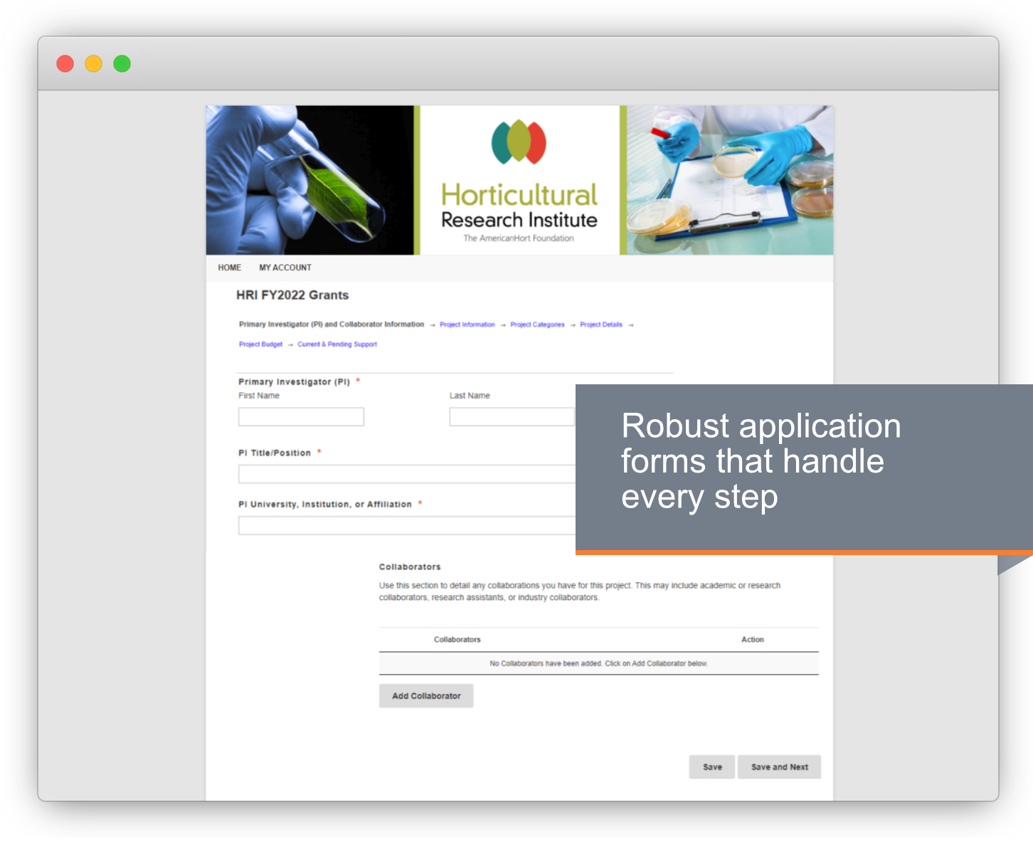 OpenWater Software - Streamlined submission process, ability to attach documents and media, apply on behalf of an individual or an organization, conditional logic, and the GuideStar integration.