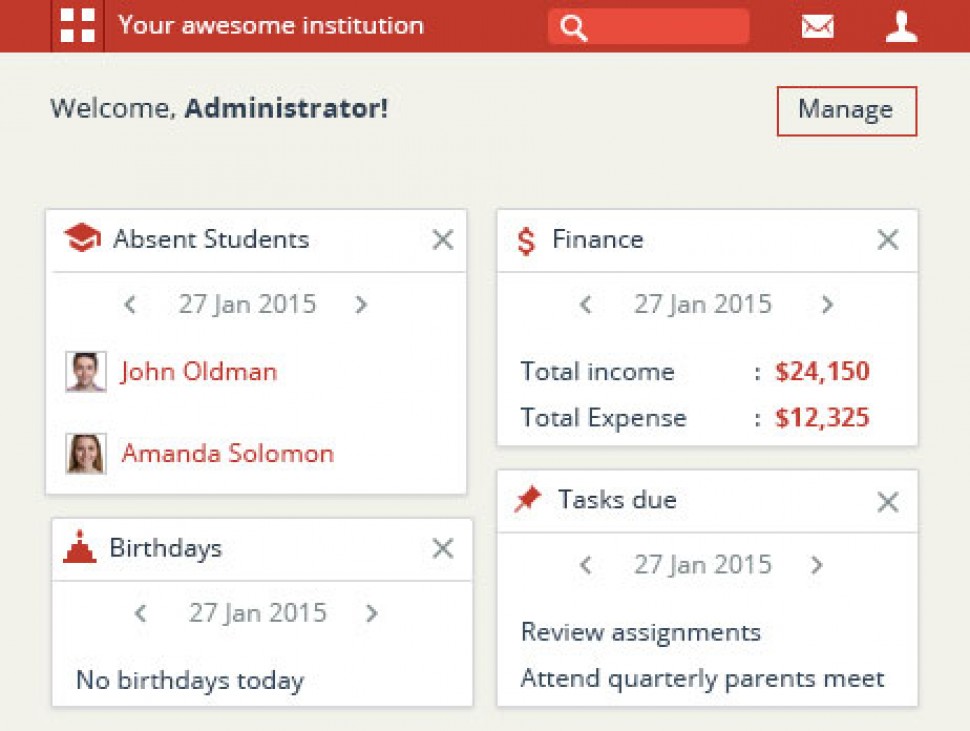 Administrator dashboard