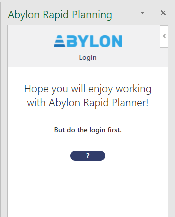 Abylon Rapid Planning Software - Welcome screen