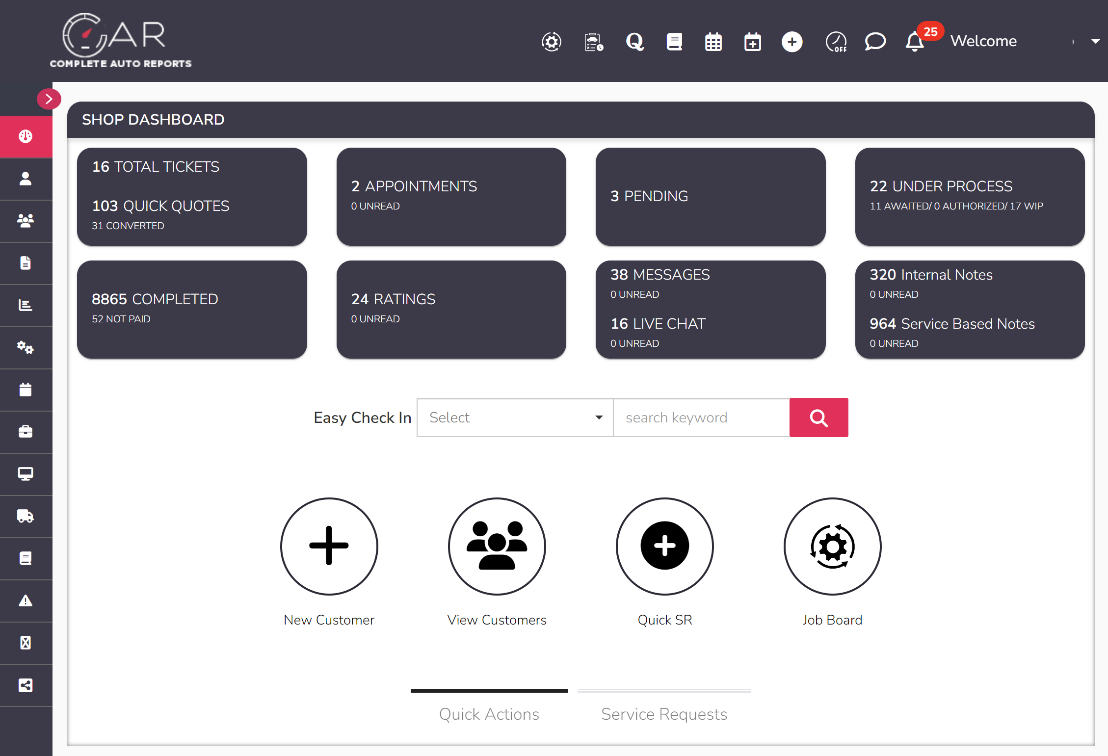 Complete Auto Reports (CAR) Software - CAR Dashboard Display