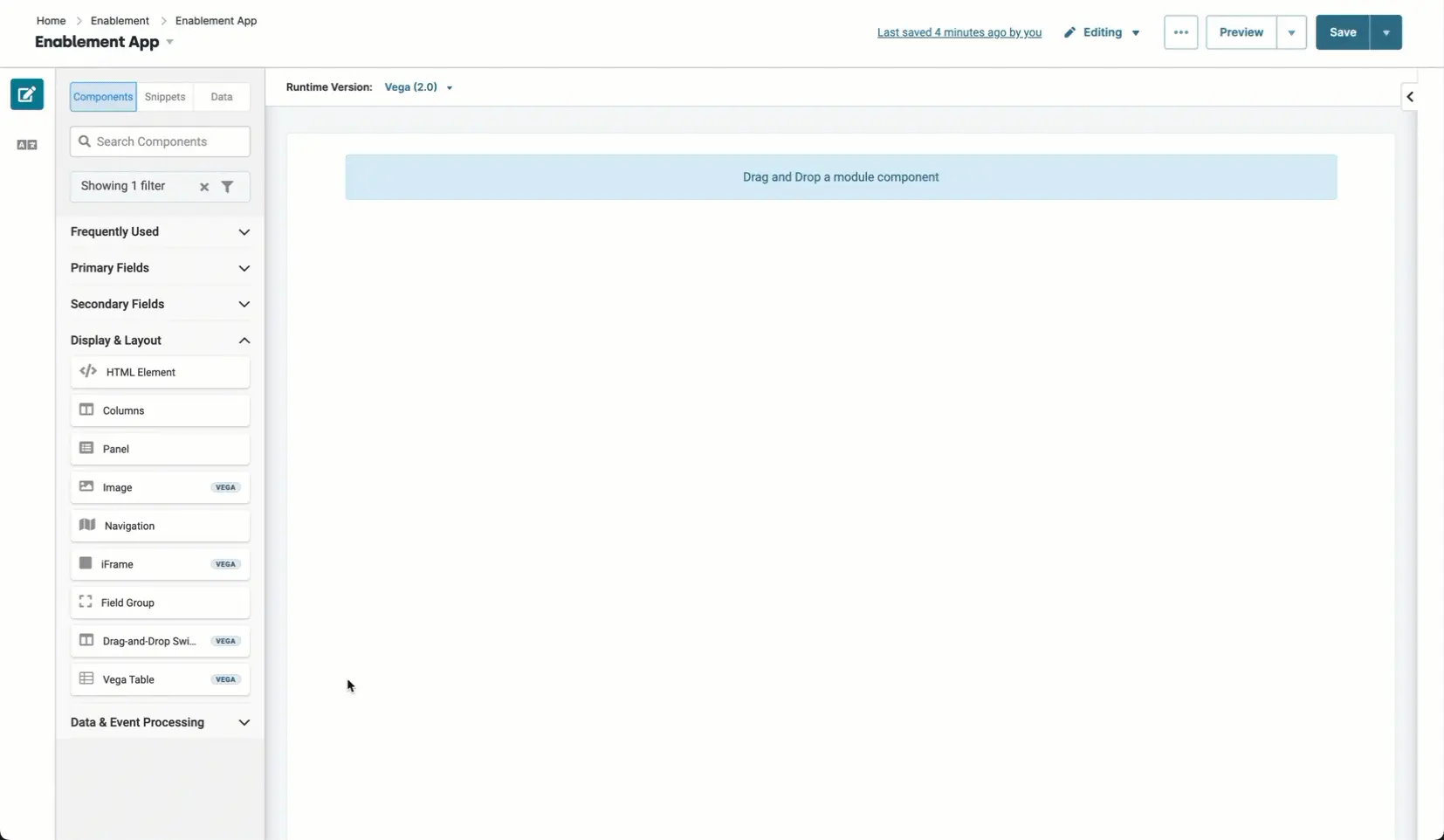 Unqork screenshot: Unify all of your tabular data in a singular, easy-to-manage location with Vega Table, revolutionizing data management for businesses. 