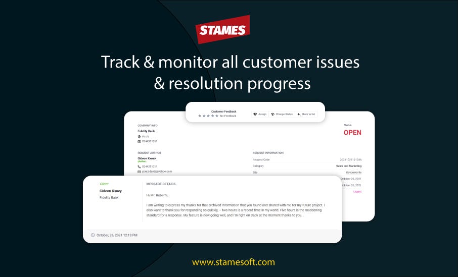 Stames Software - Track & monitor all customer issues & resolution progress