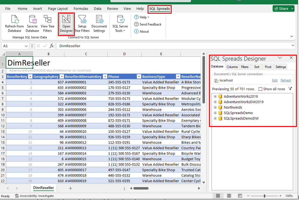 Download, connect and load tables into Excel easily