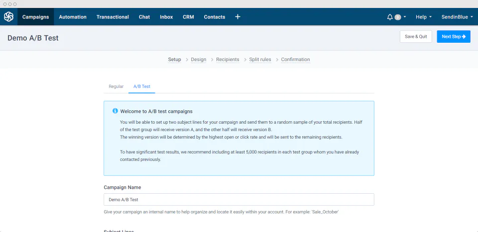 Use our A/B test feature