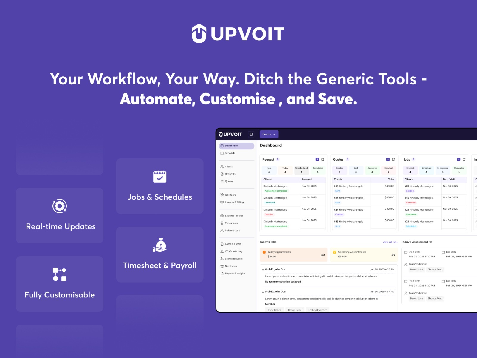 Upvoit screenshot: Upvoit dashboard
