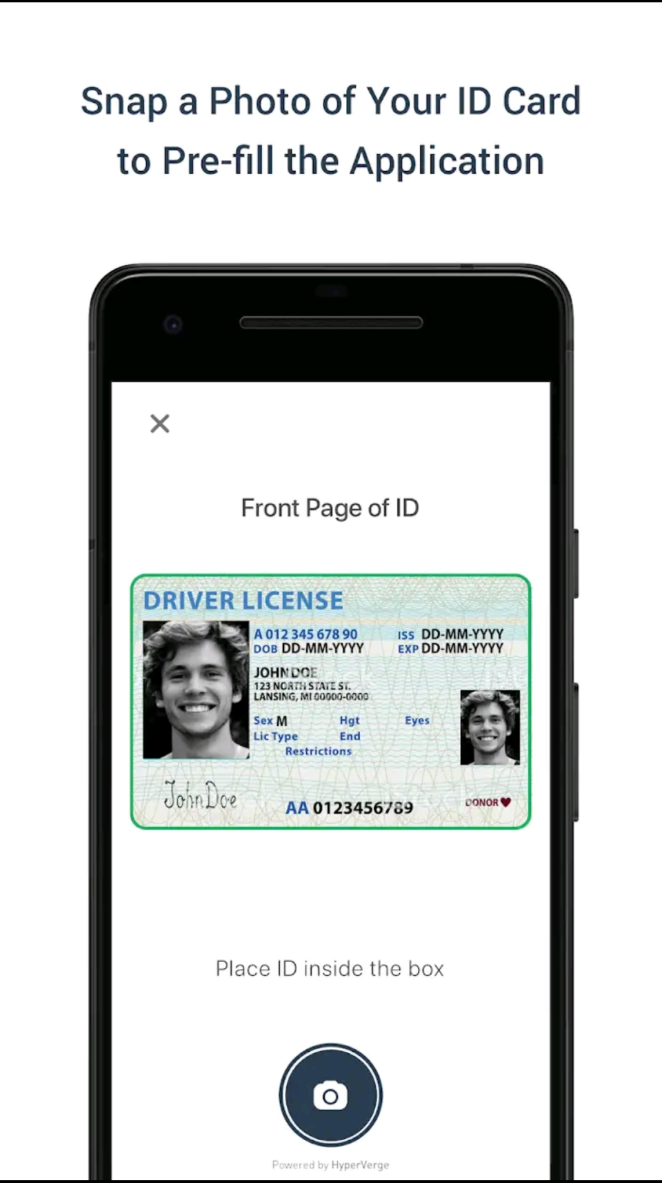 ID card capture feature
