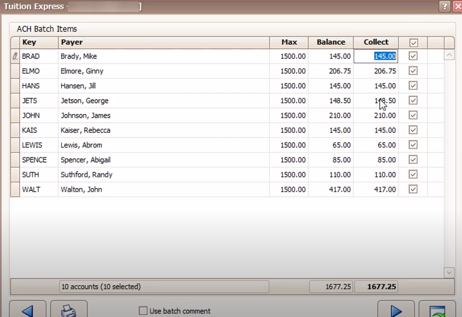 Tuition Express batch payments