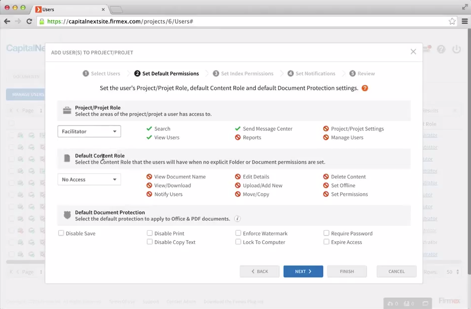 Firmex Virtual Data Room Software - Permissions can be applied as general, or as granular as needed