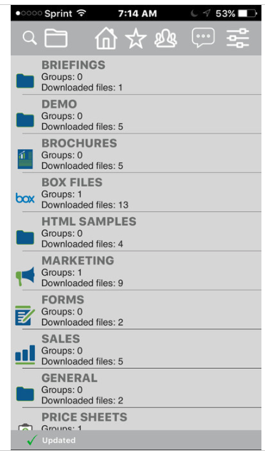 Vablet Software - Main navigation menu on an iPhone