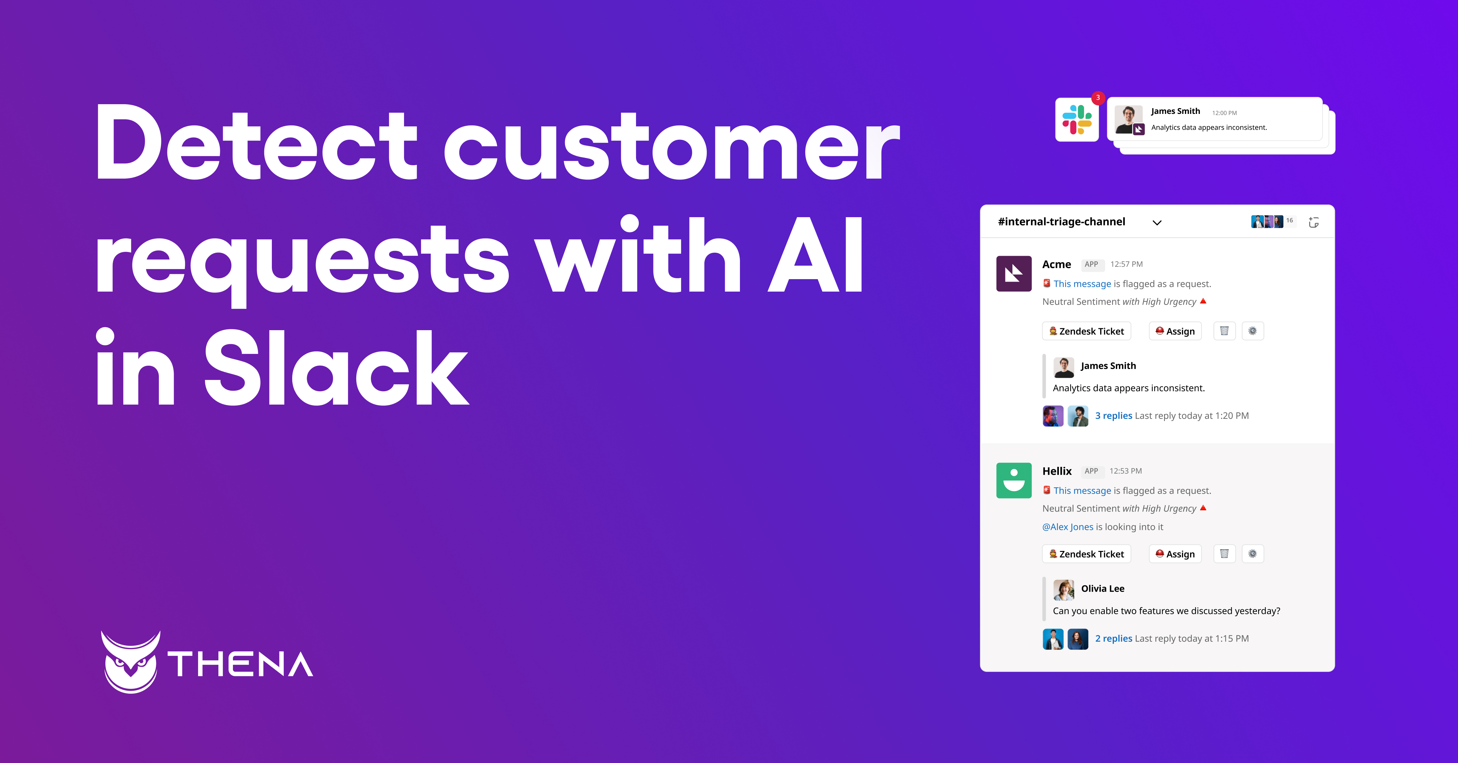 Detect messages across all of your different Slack-Connect channels, using AI to determine the sentiment, level of urgency, action to take, and how the request should be classified.