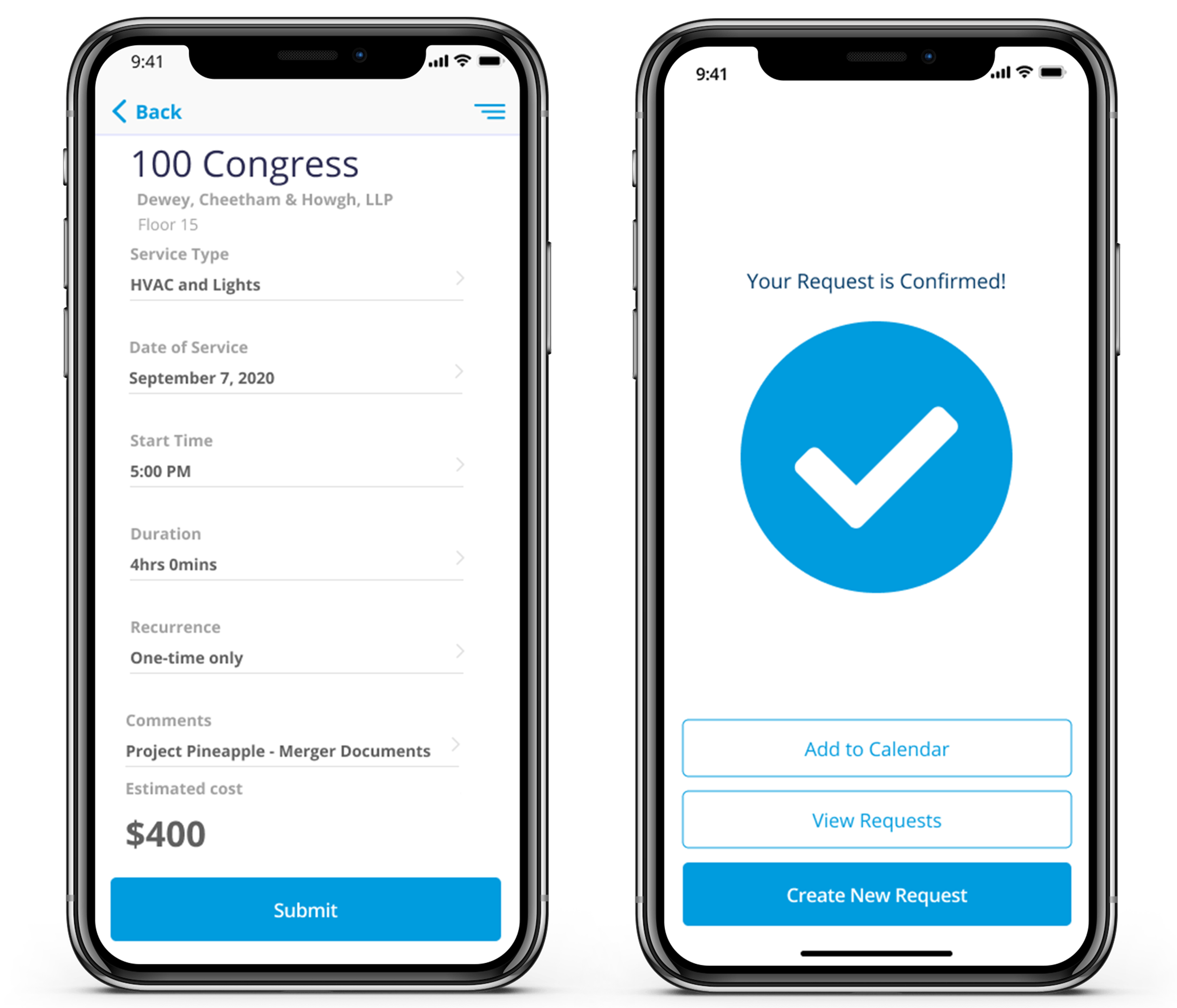 Submit Overtime HVAC and lighting requests directly from your smartphone