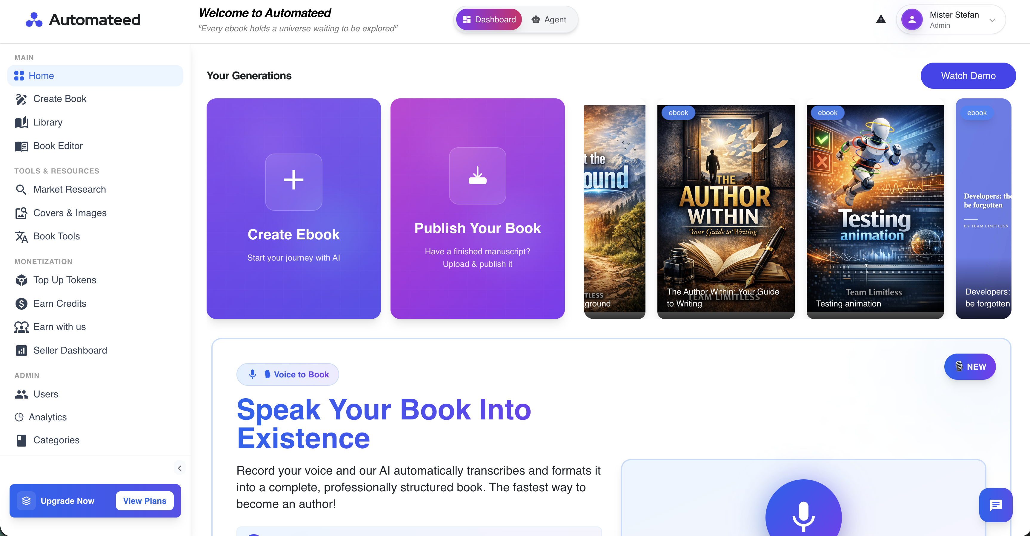 Automateed screenshot: Automateed dashboard