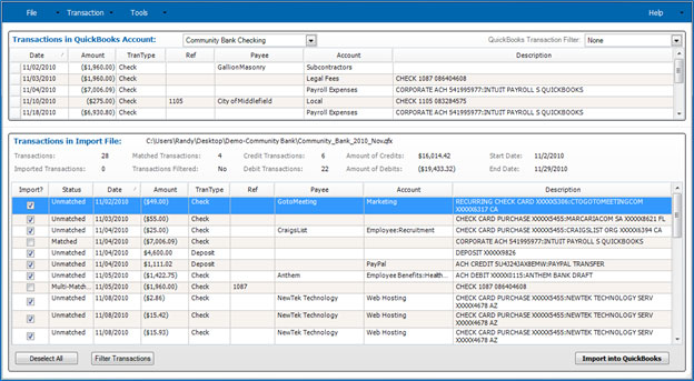 Import Transactions Screen