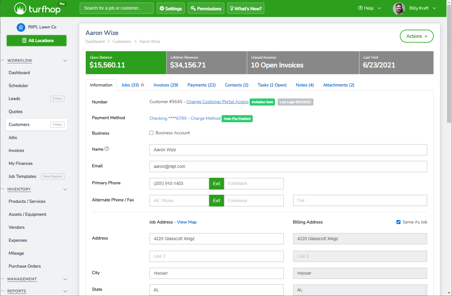 Customer Screen - Setup portal access, update payment method, and much more