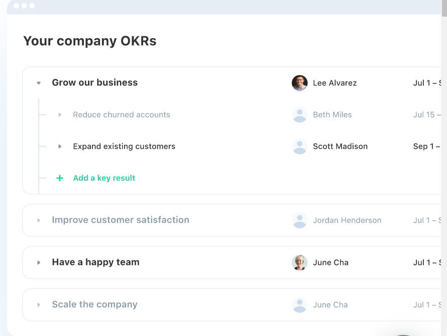 Ally Software - Ally OKRs dashboard