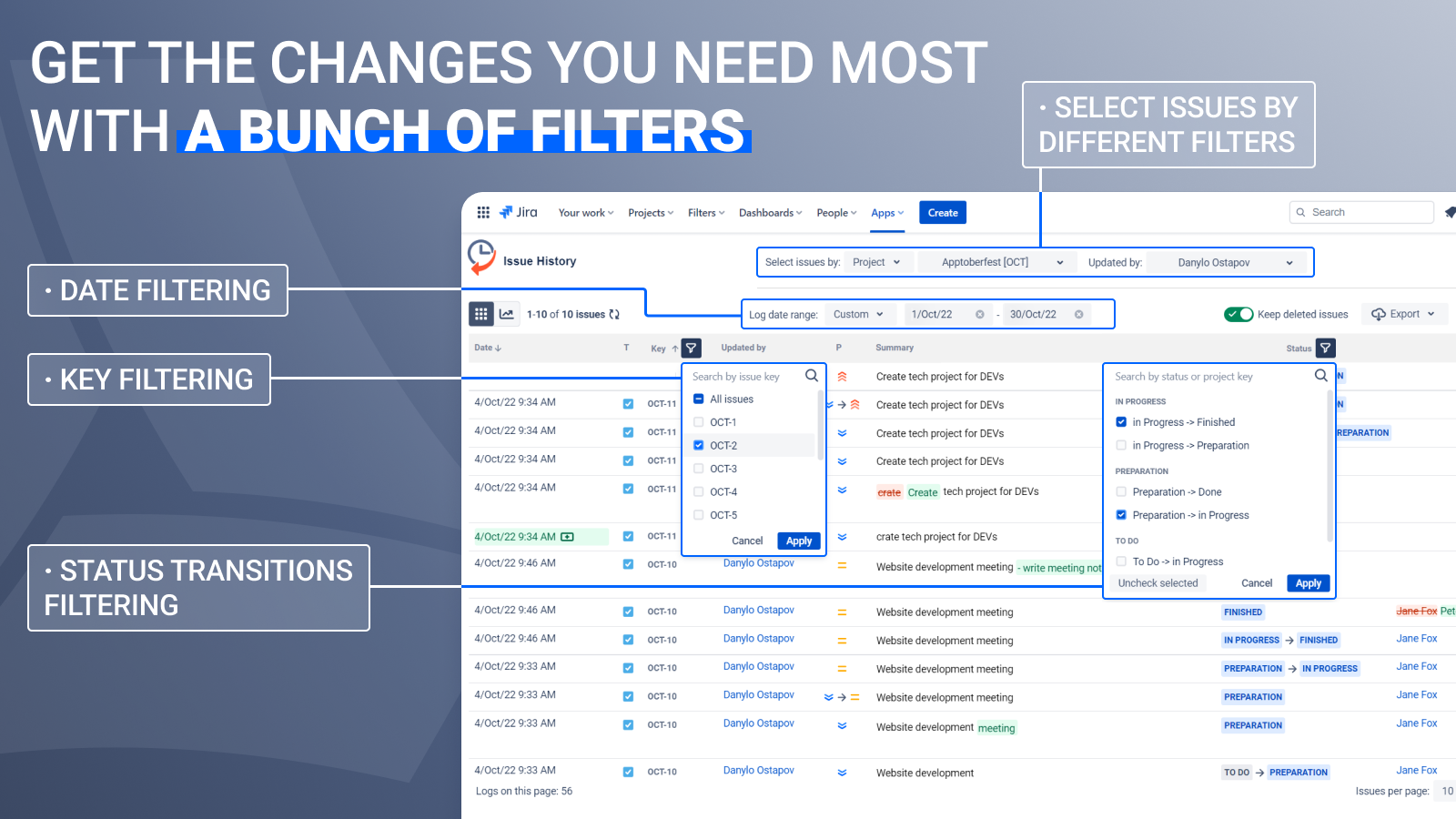 Monitor Changes for the Selected Jira Issues