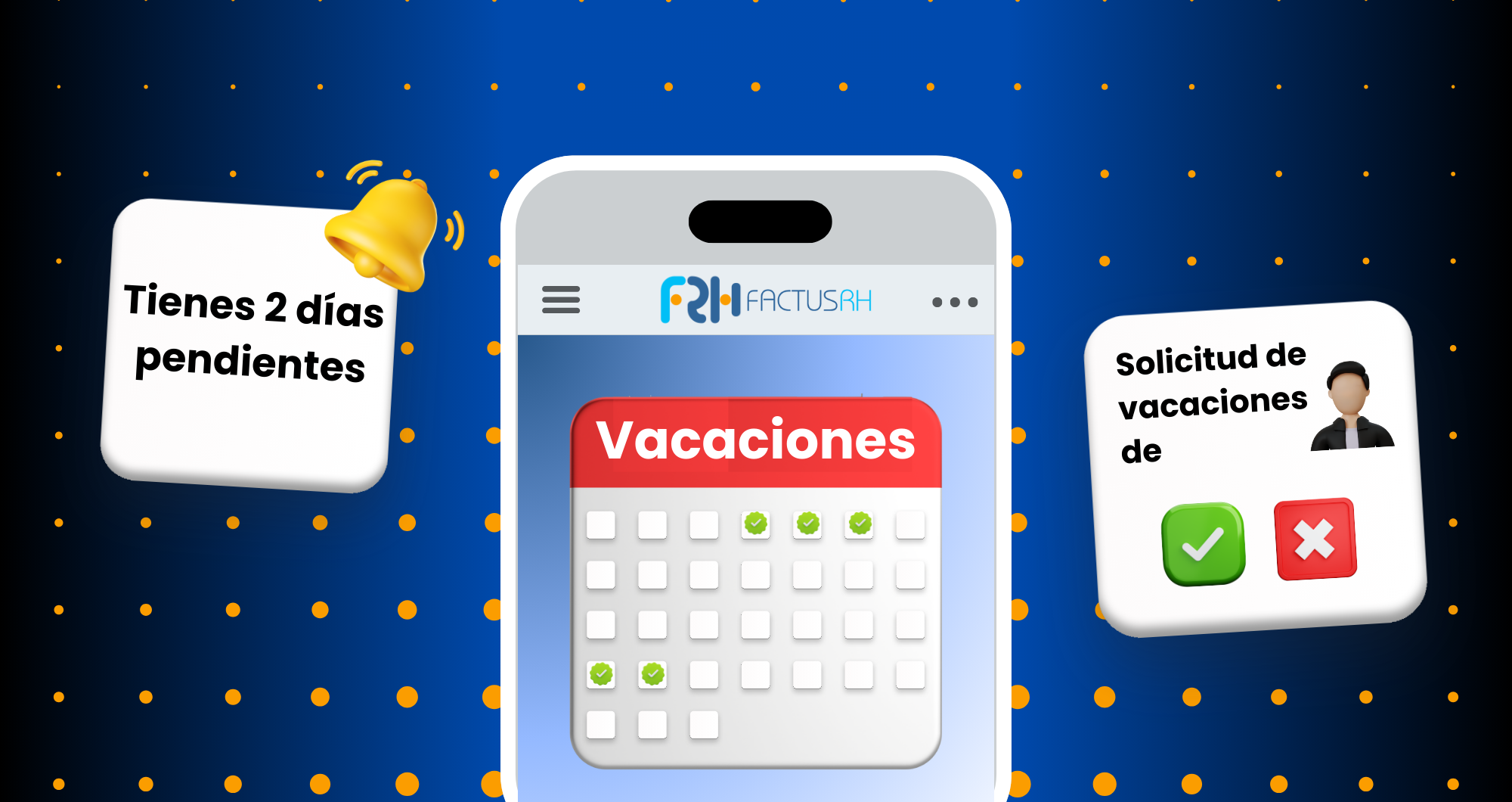 FACTUS RH screenshot: Desde el portal de autoservicio de colaboradores Centro de Información (CDI) todo tu personal puede consultar su información, hacer solicitudes, autorizar vacaciones, actualizar datos y más. Descubre el CDI de FactusRH.