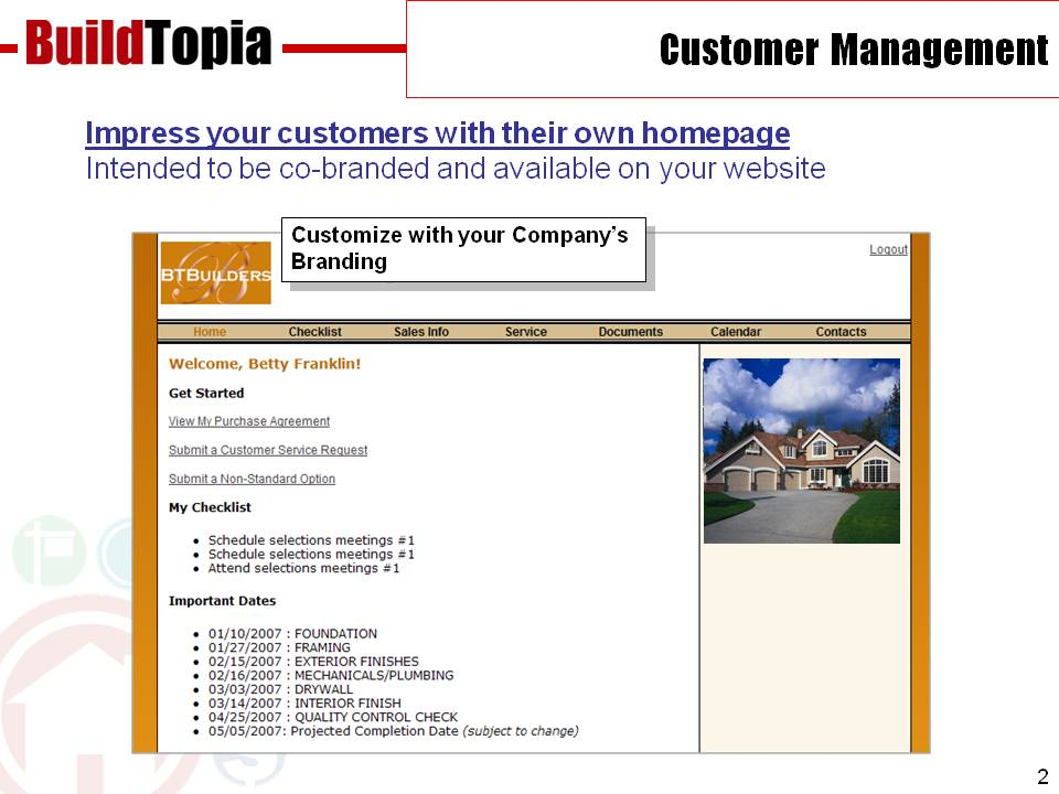 BuildTopia home buyer homepage