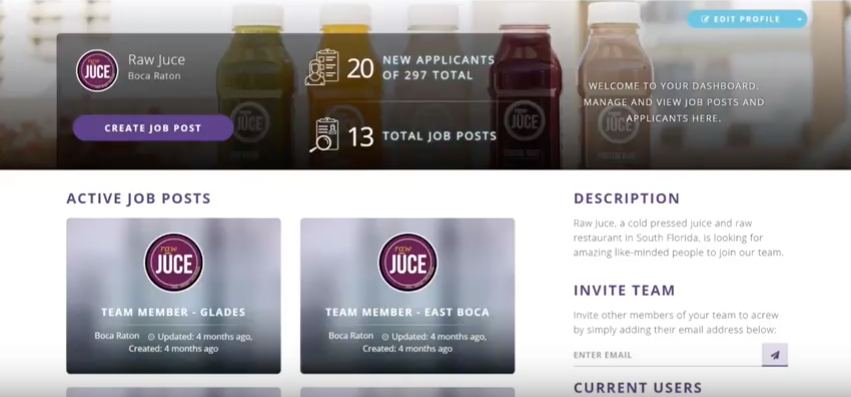 Acrew screenshot: Dashboard