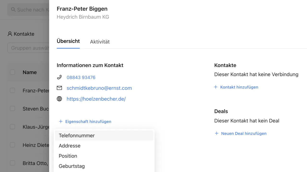 Tellie screenshot: Contact Management in Tellie CRM