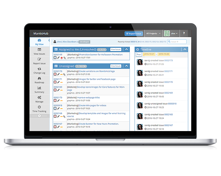 MantisHub screenshot: MantisHub my view