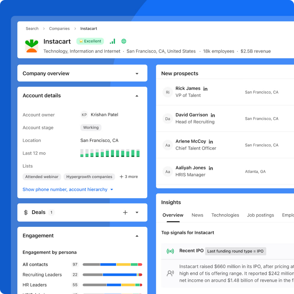 Apollo.io Software - Unlock bigger deals across entire companies. Multi-thread your opportunities by identifying all key stakeholders at an account, and use signals like intent data, website visitor tracking, and job changes to reach out when the time is right.