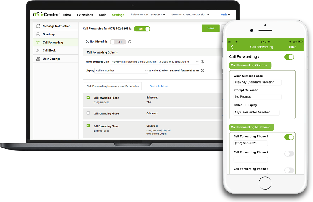iTeleCenter screenshot: Call Forwarding