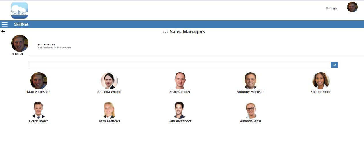 SkillNet Software - Browse for team members to view their profile information